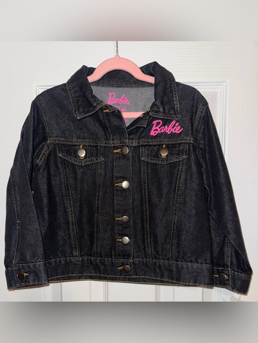 Barbie Denim Jacket with Pink Logo (Size XS 4/5)